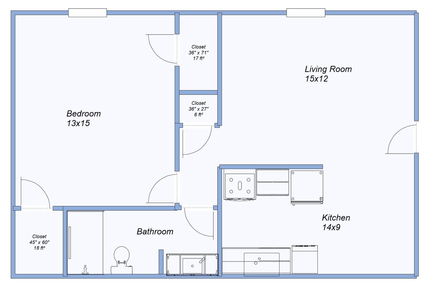 One bedroom floor plan