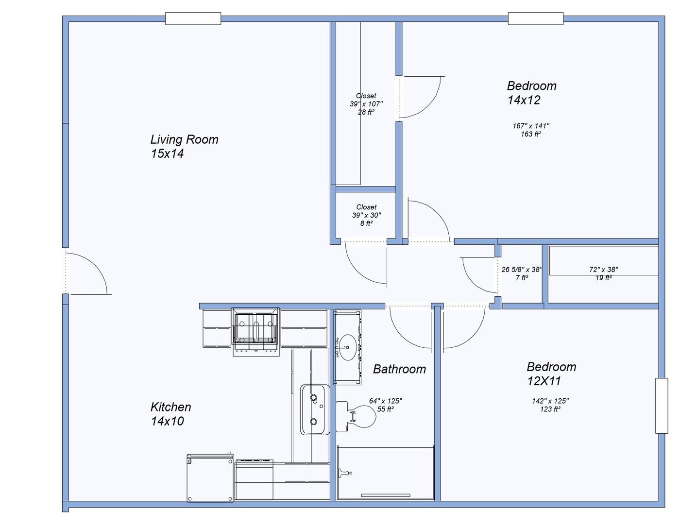 Two bedroom floor plan
